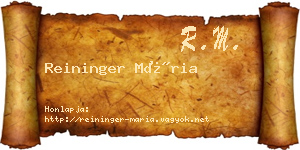 Reininger Mária névjegykártya